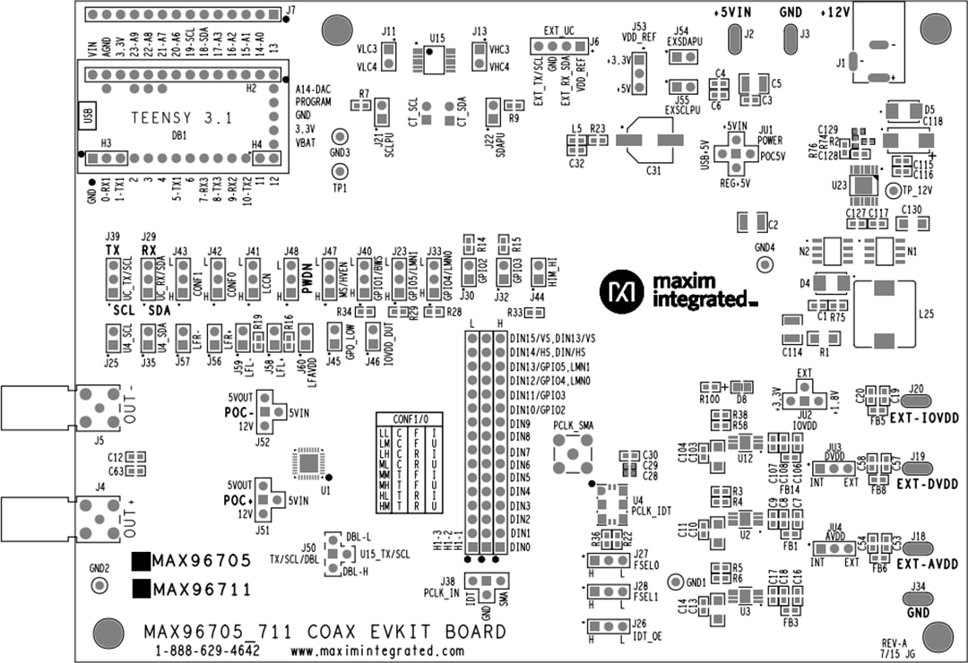 Analog Devices / Maxim Integrated MAX96705/MAX96711 Evaluierungskits Analog Devices / Maxim Integrated MAX96705/MAX96711 Evaluierungskits