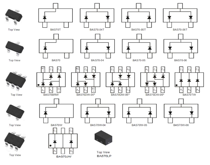 Diodes Incorporated BAS70 Schottky-Barriere-Dioden und Arrays