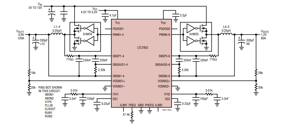 Applikations-Schaltungsdiagramm - Analog Devices Inc. LTC7852 Schaltregler
