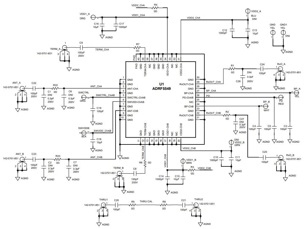 Schaltplan - Analog Devices Inc. ADRF5549-EVZF Evaluierungsboard Schaltplan - Analog Devices Inc. ADRF5549-EVZF Evaluierungsboard