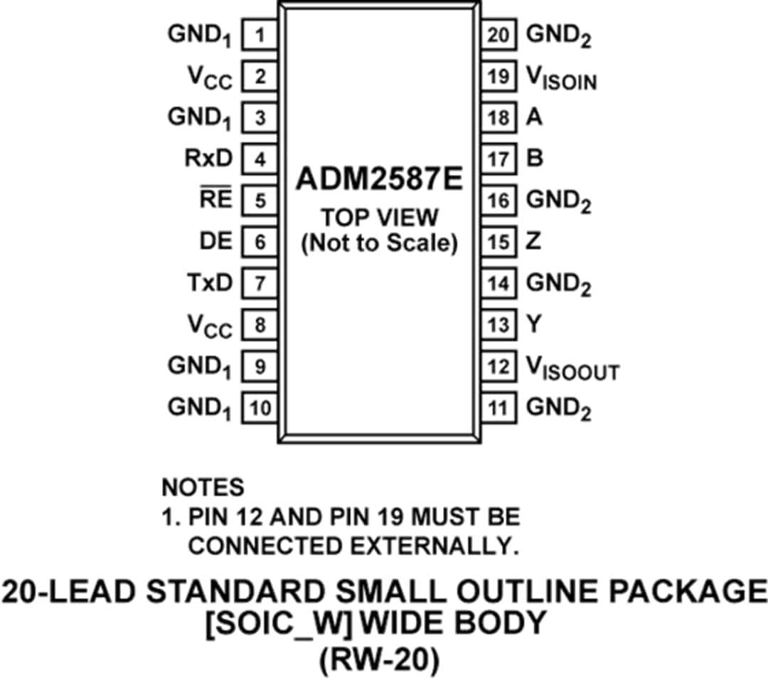Technische Zeichnung - Analog Devices Inc. ADM2587E Isolierter RS-485-Transceiver Technische Zeichnung - Analog Devices Inc. ADM2587E Isolierter RS-485-Transceiver