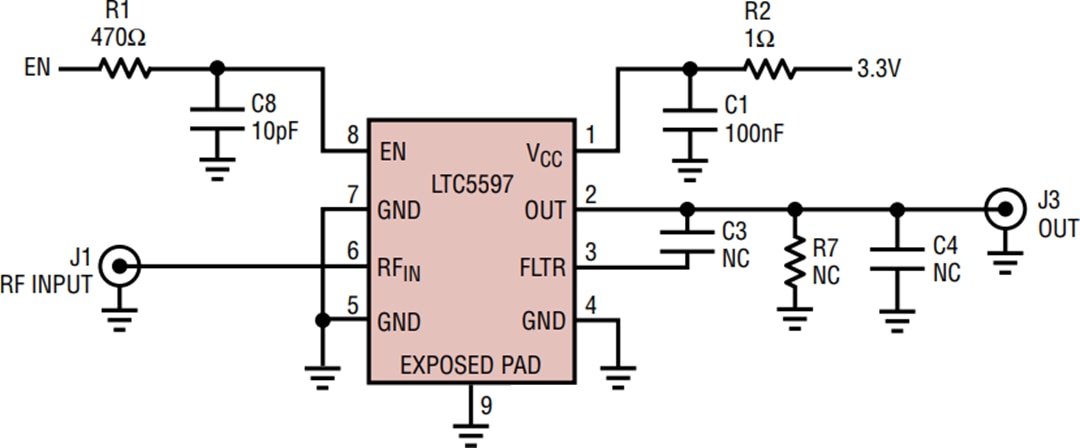Schaltplan - Analog Devices Inc. DC2932A Demonstrationsschaltung für LTC5597 Schaltplan - Analog Devices Inc. DC2932A Demonstrationsschaltung für LTC5597