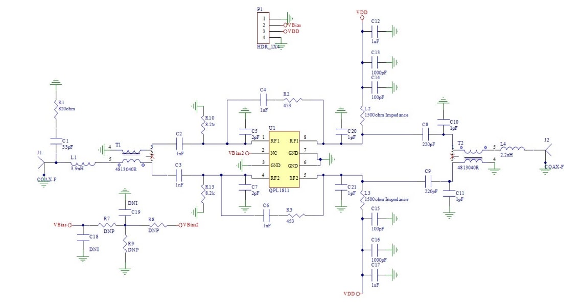 Schaltplan - Qorvo QPL1811EVB Evaluierungsboard