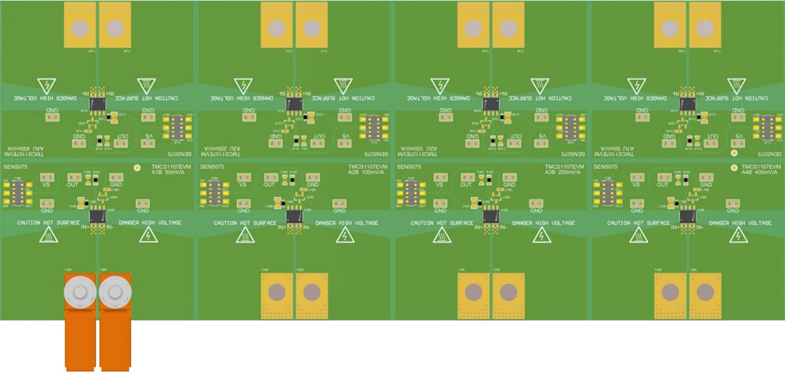 Technische Zeichnung - Texas Instruments TMCS1107EVM Stromsensoren-Evaluierungsmodul