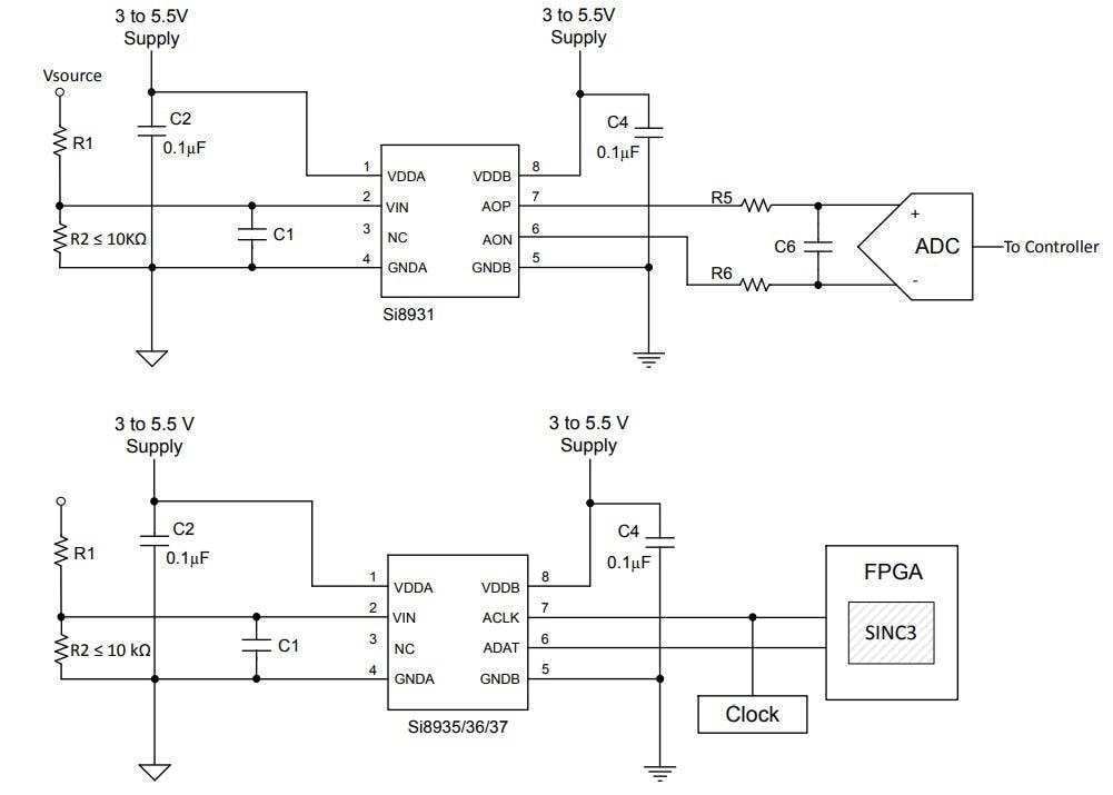 Application Circuit Diagram - Skyworks Solutions Inc. Si893x Isolated Amplifiers