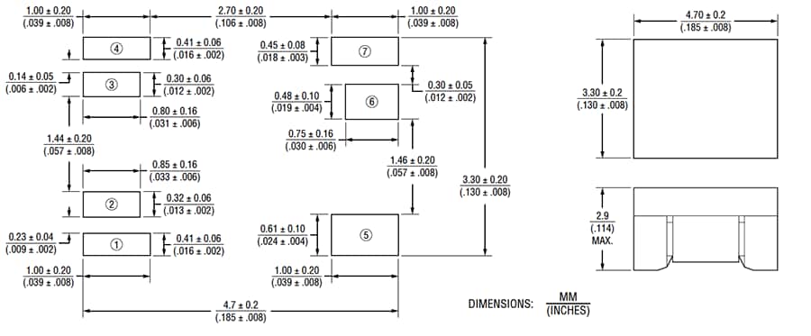Technische Zeichnung - Bourns SM453230-x1N7YP GbE-Chip-LAN-Transformatoren