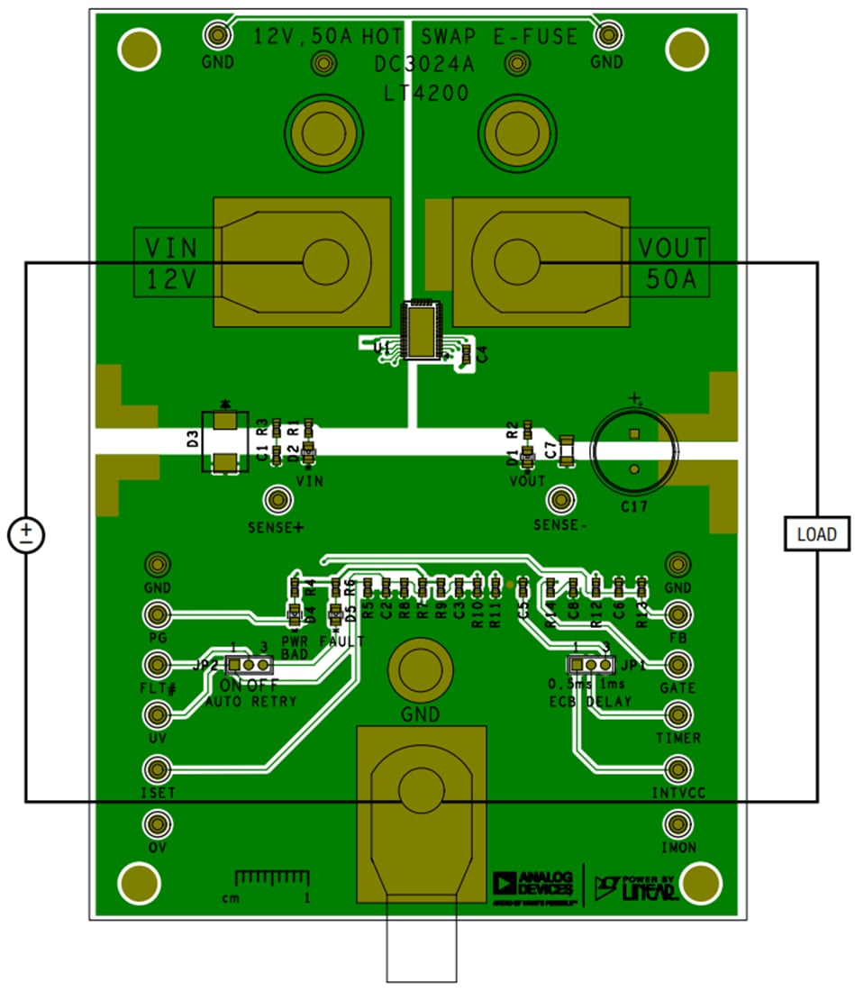 Технический чертеж — демонстрационная схема Analog Devices Inc. DC3024A для LT4200 Технический чертеж — демонстрационная схема Analog Devices Inc. DC3024A для LT4200
