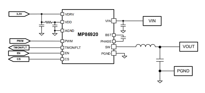 Application Circuit Diagram - Monolithic Power Systems (MPS) MP86920 Intelli-Phase™ Solution