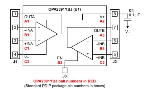 Schaltplan - Texas Instruments OPA2391DSBGAEVM Evaluierungsmodul