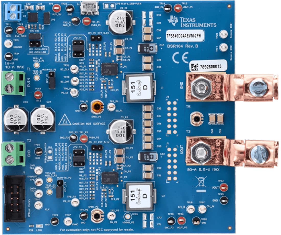 Technische Zeichnung - Texas Instruments TPS546D24SEVM-2PH Wandler-Evaluierungsmodul