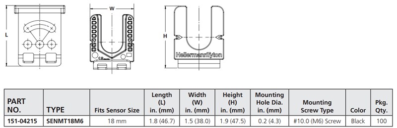 Chart - HellermannTyton Proximity Sensor Mounts