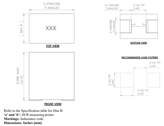 Mechanical Drawing - Abracon AVR-1Z090610S Vertically Assembled Power Inductors