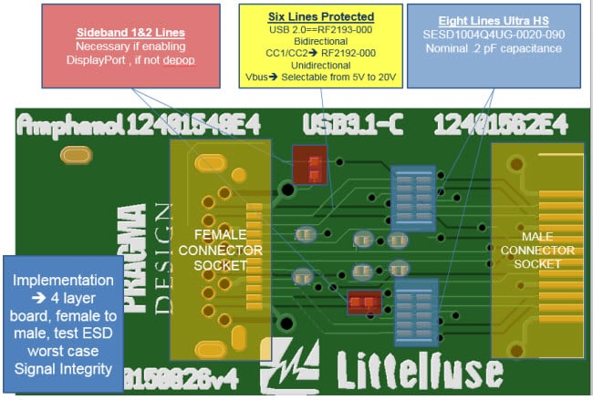 USB 3.1 Type C Six Lines Protected Drawing